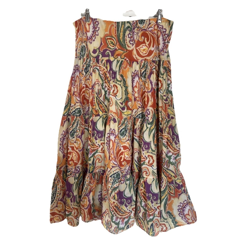 Chaps Size Large Multicolored Pattern Maxi Layered Pleasant Floral Prairie Skirt - Picture 2 of 7